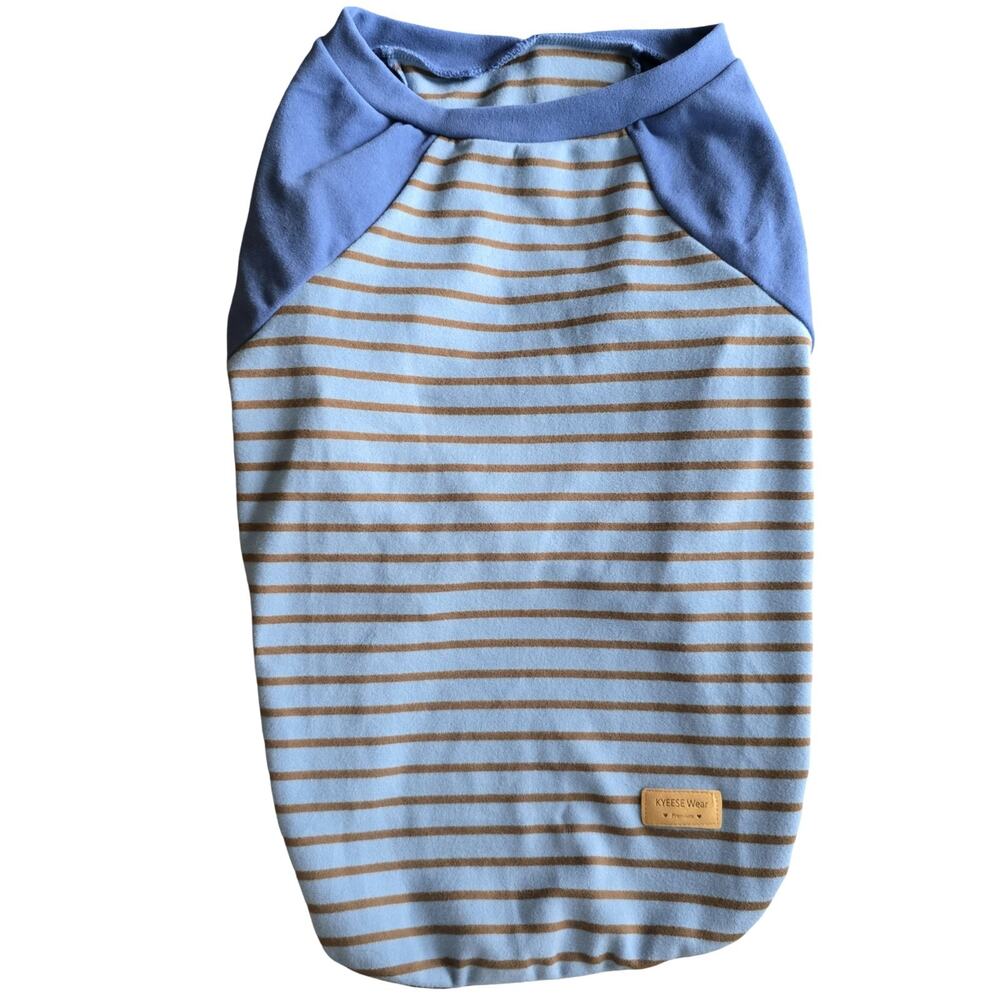 Kyeese Wear Dog Shirt XXL Blue Brown Striped Raglan Pet Tee NWT